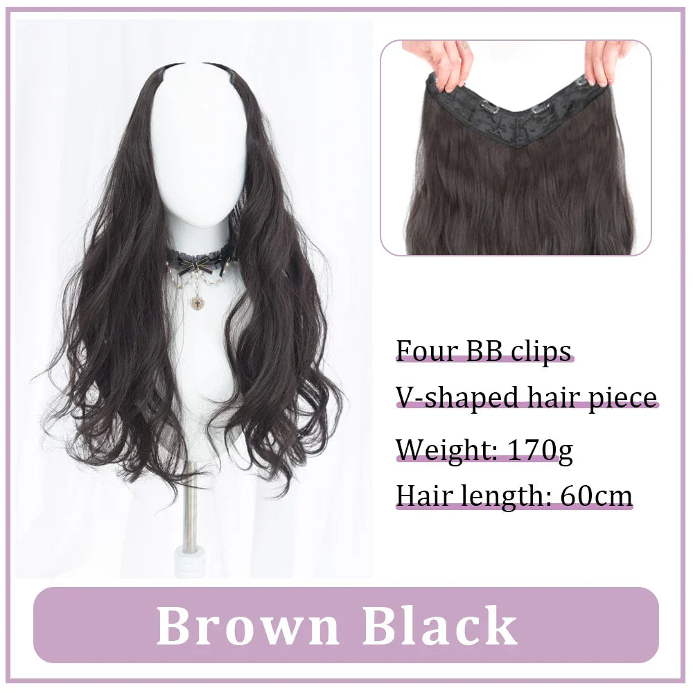 WEILAI Women's V-Shaped Long Hair Extension Synthetic Wig