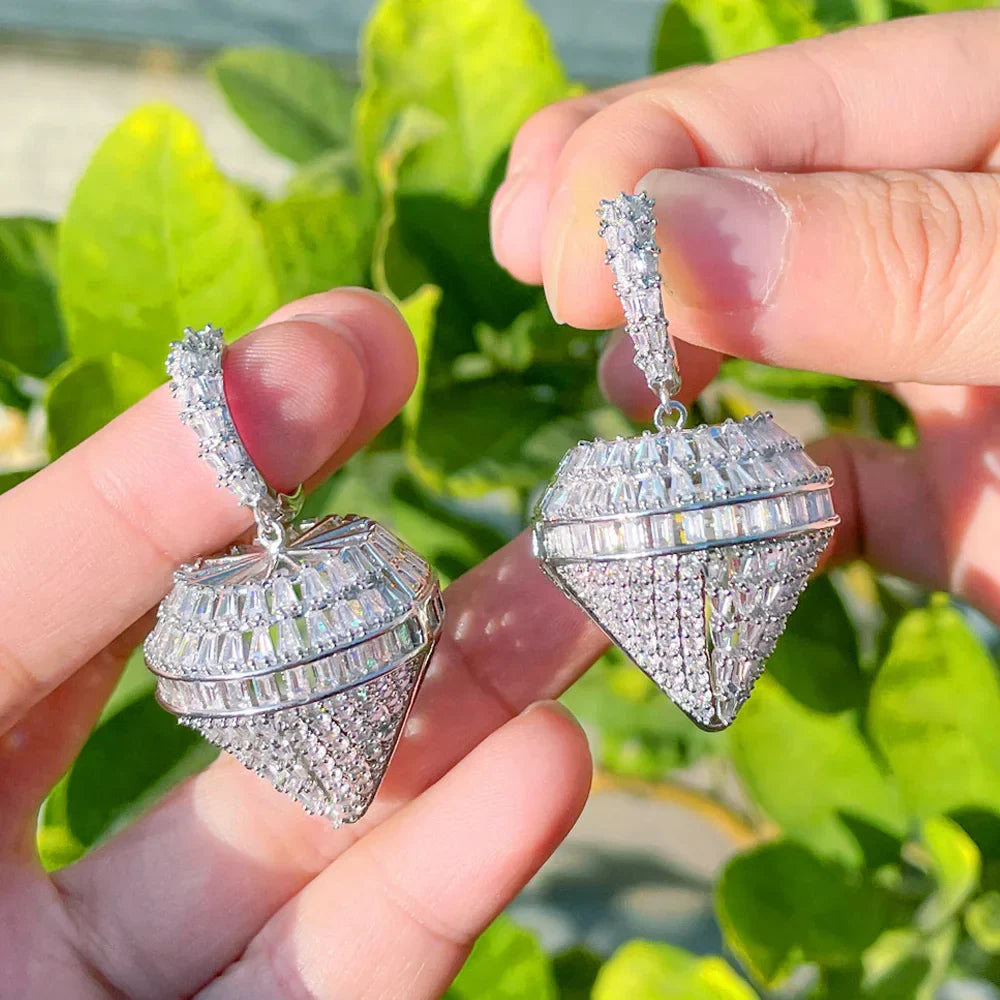 ThreeGraces Creative Cubic Zirconia Big Hanging Geometric CZ