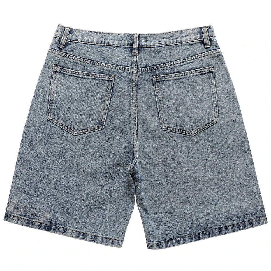 Streetwear Harajuku Denim Shorts 2023 New Men Patchwork