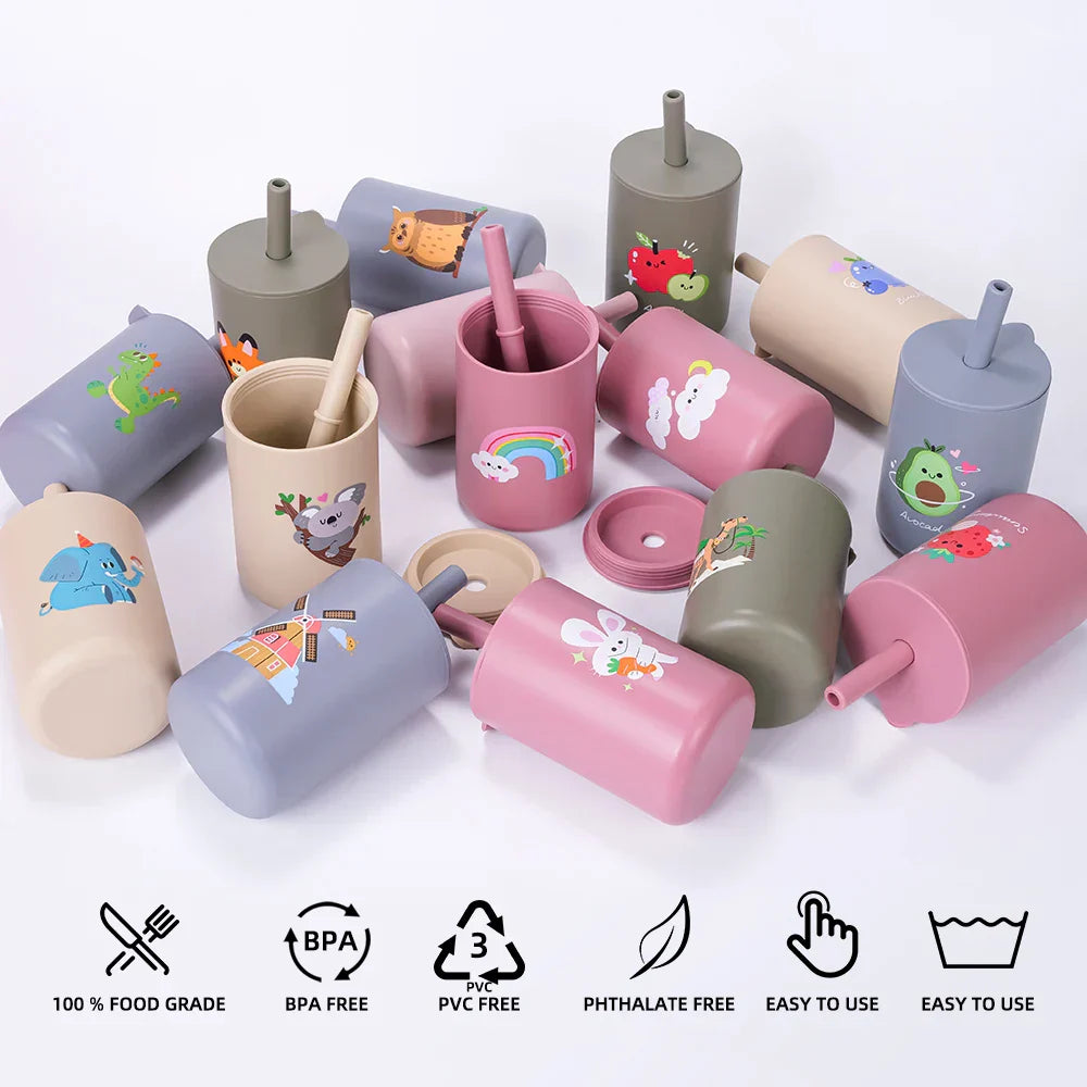 150ML Baby Silicone Cup with Exquisite Pattern Lid