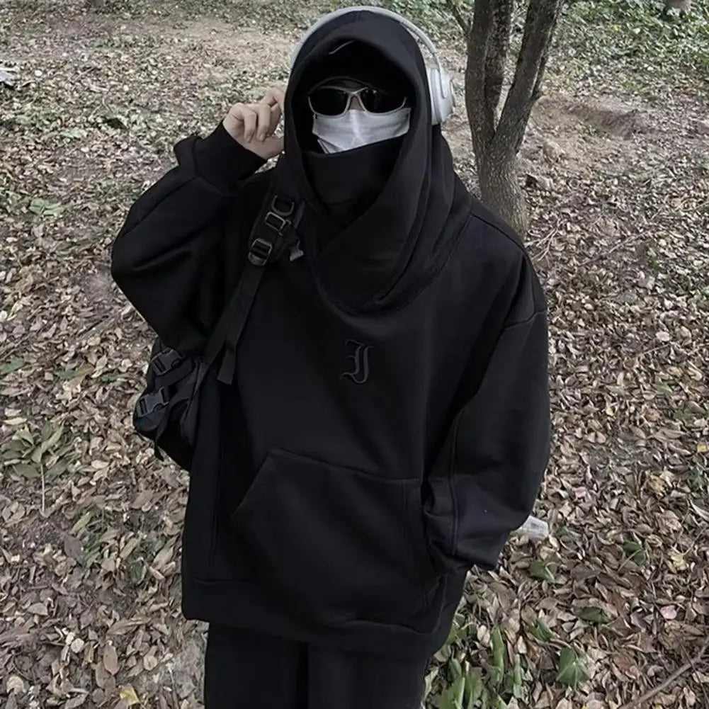 Solid Color Men Sweatshirt Japanese Harajuku Urban Streetwear