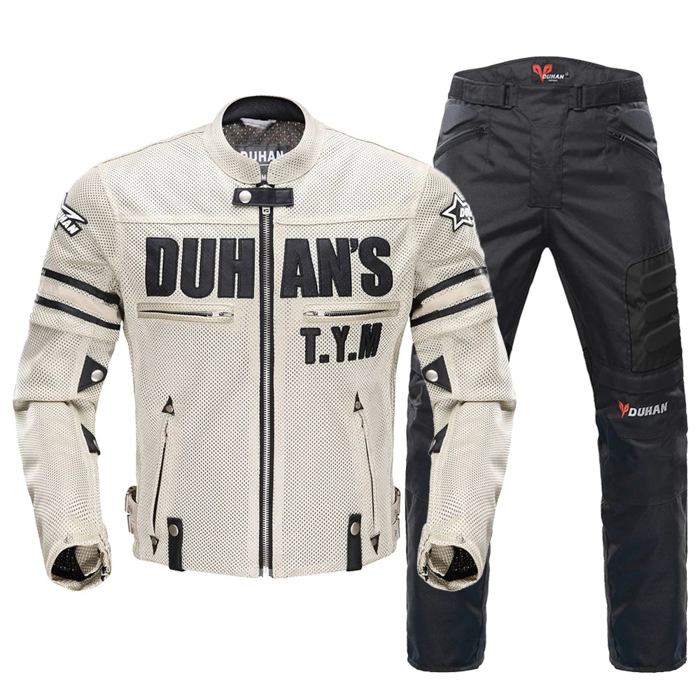DUHAN Motorcycle Jacket Men Motorcycle Armor Protector DUHAN Pants Moto Cycling Jacket Motocross Chaqueta Summer Riding Clothes