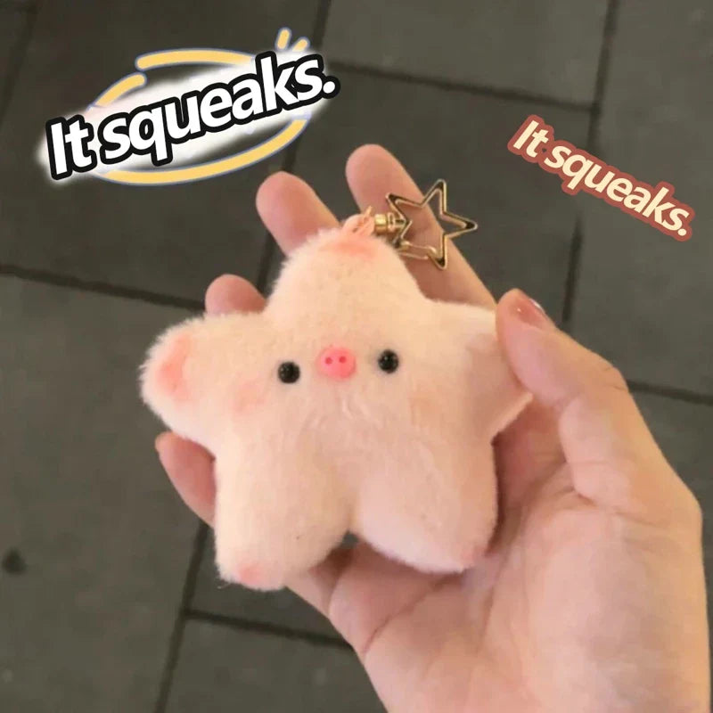 Cute Stars Plush Toy Doll Keychain Funny Squeak