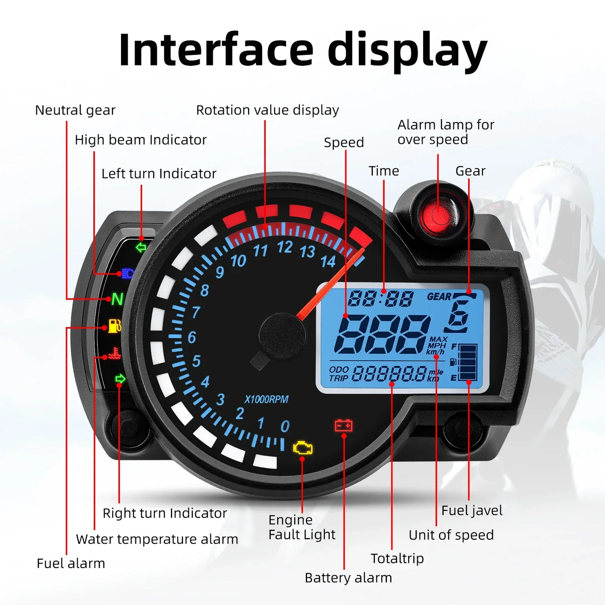 2023 Universal LCD Digital Motorcycle Speedometer