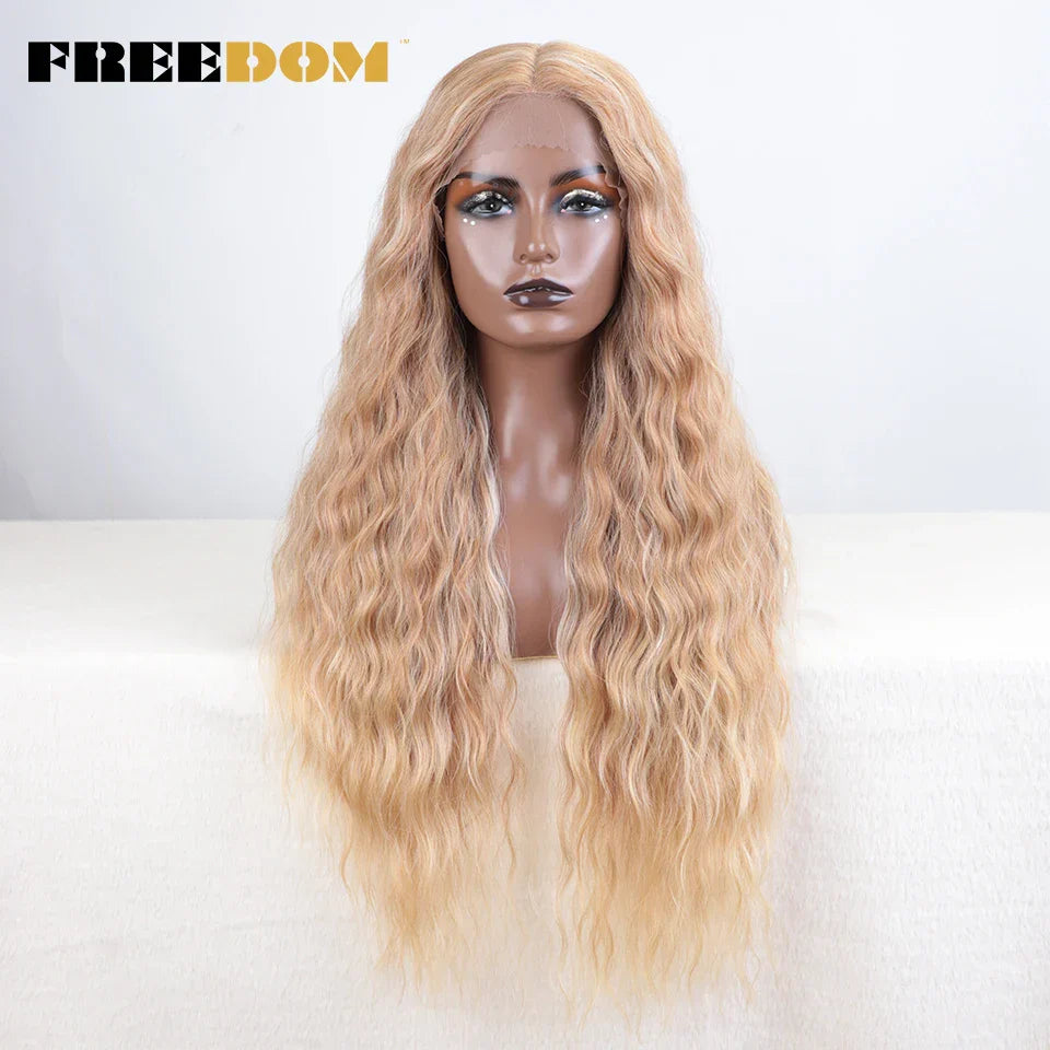 FREEDOM Synthetic Lace Wig Long Deep Wavy Ombre