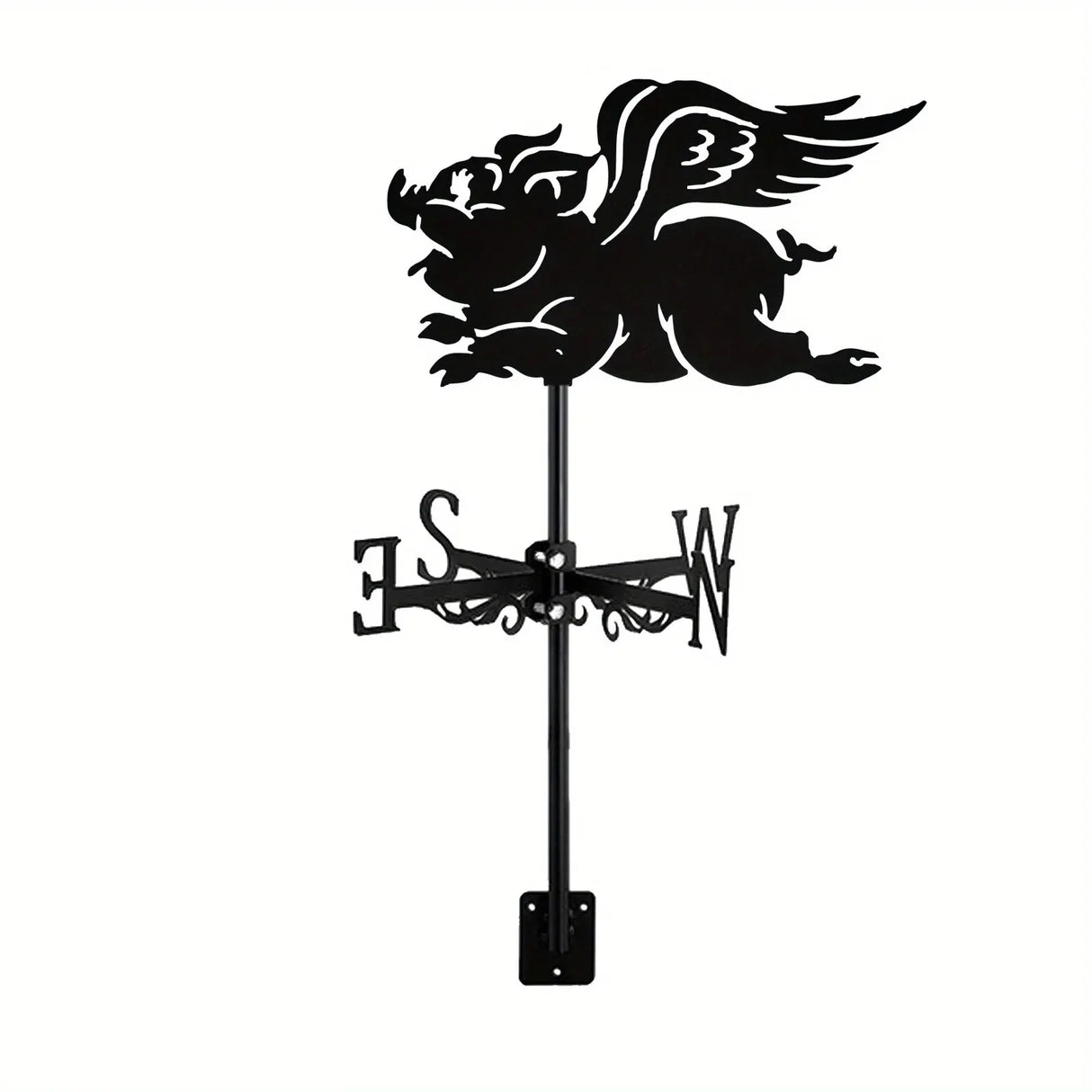 1pc Rooster Cock Weathervane Silhouette Art Black Metal