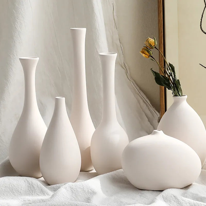 Nordic White Tabletop Vases Ceramic Flower Vase Living