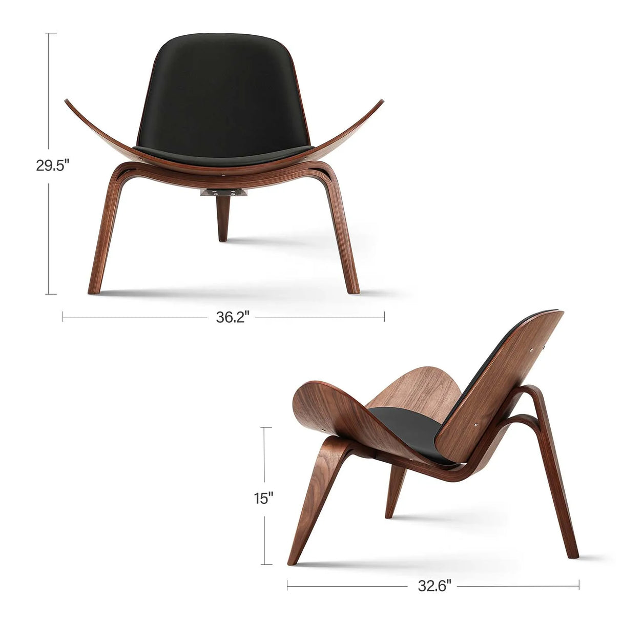 Modern Nordic Style Three-Legged Shell Chair Ash Plywood