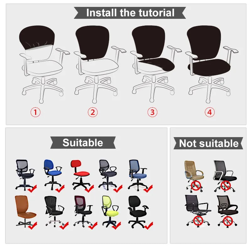 Universal Office Chair Cover Split Armchair Cover Stretch