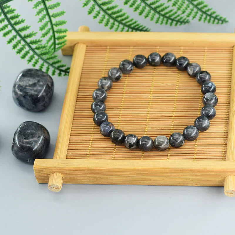 Real Natural Labradorite Stone Bead Bracelet Men Women