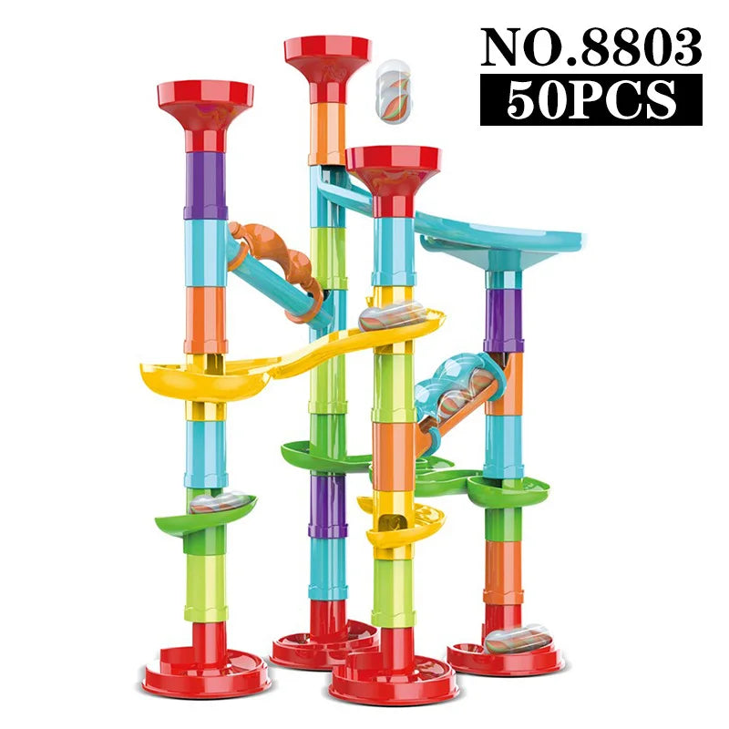 29-197pcs Set DIY Construction Marble Run Race Track