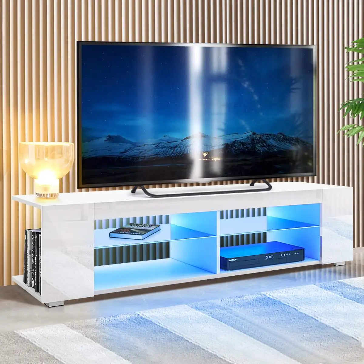 High Gloss Modern TV Stand Bookshelves With LED
