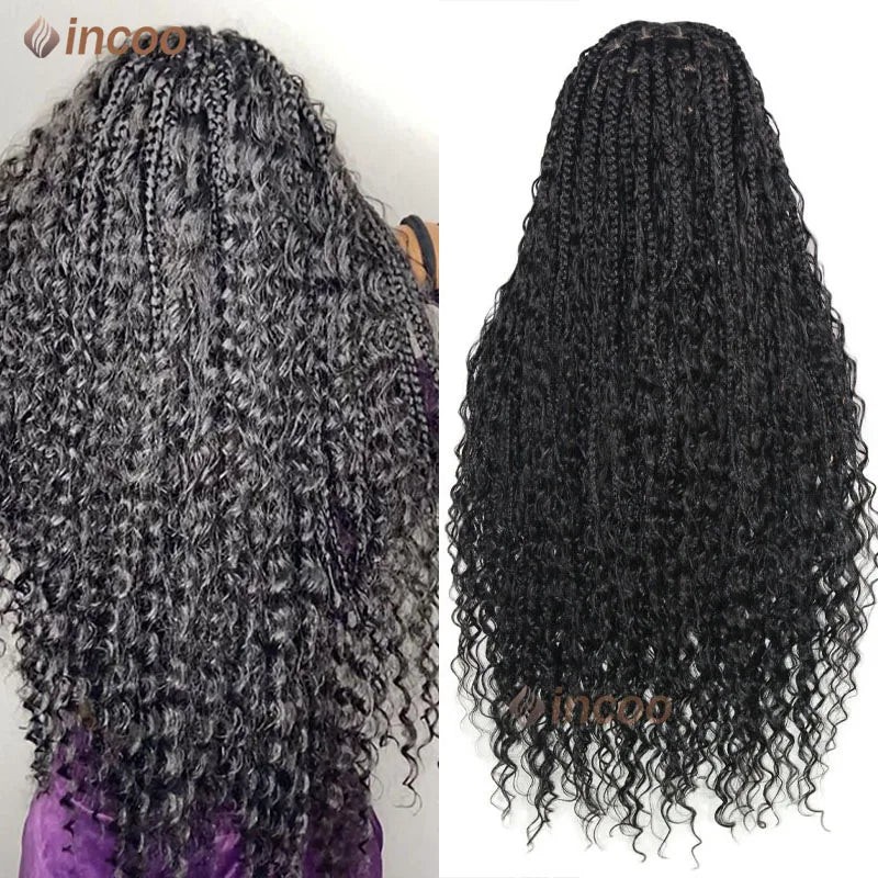 360 Full Lace Frontal Boho Braided Wigs Wave