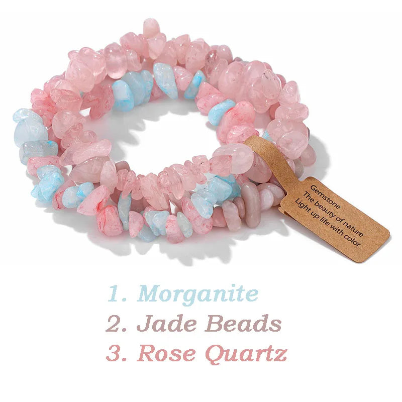 Irregular Chips Natural Stone Bracelet Aquamarine Beads Crystal