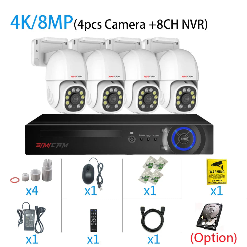 4K POE PTZ IP Camera Kit 8MP Bullet