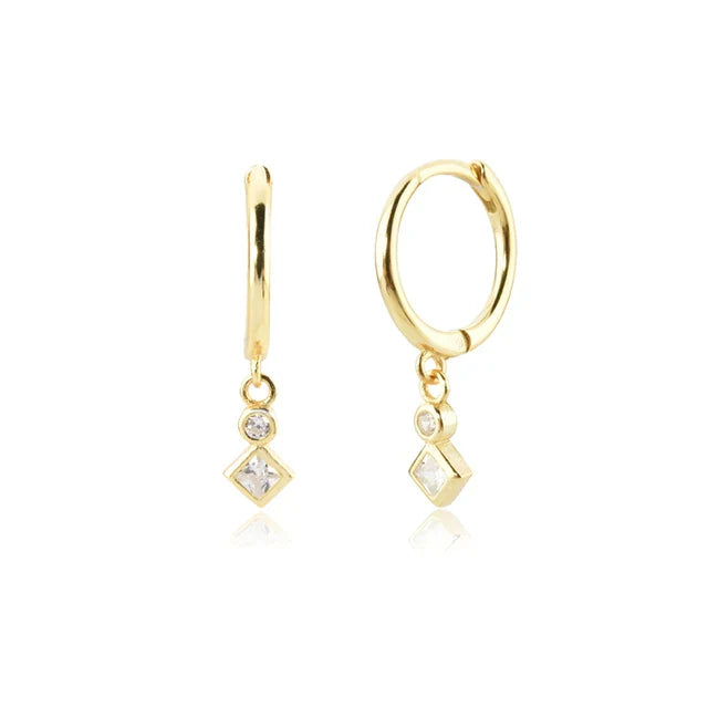 CCFJOYAS 925 Sterling Silver Lightning/Awl/Animal Pendant Hoop Earrings