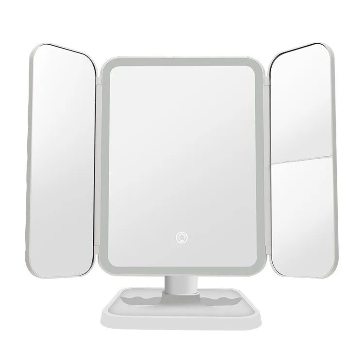 Trifold Makeup Mirror LED Lights Dorm Dressing Mirror
