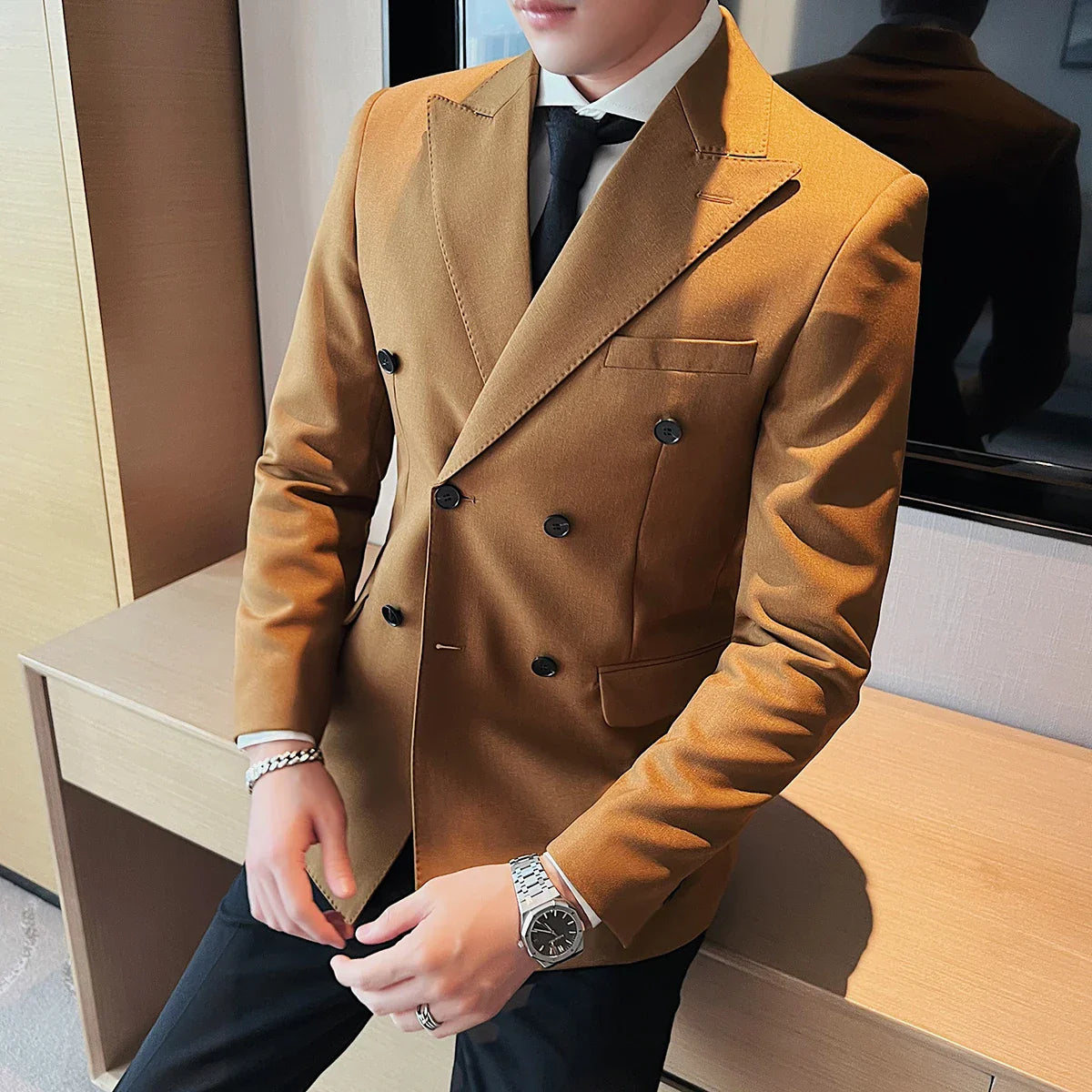 2022 Fashion Double Breasted Suit Jacket Slim Fit