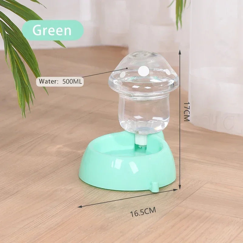 1.8L/500g Cat Automatic Feeder Mushroom Shape Water Bottle