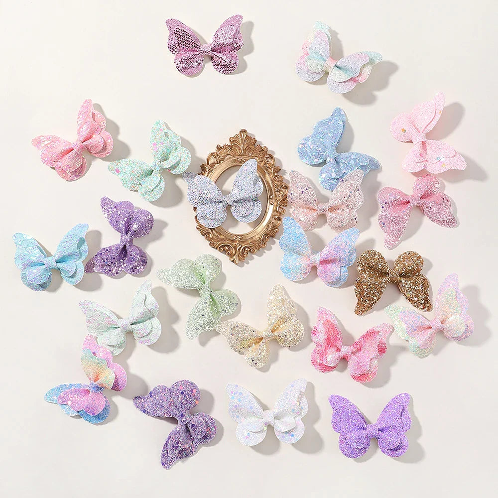2/4/5Pcs Girls Cute Sequins Double Butterfly Hair Clip