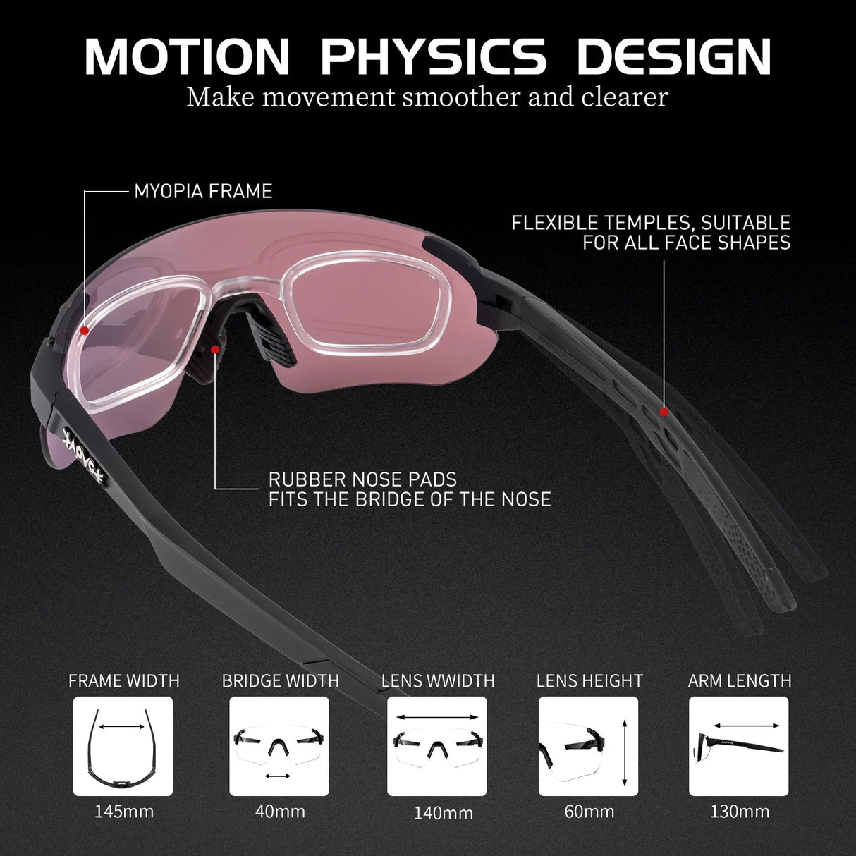 Kapvoe Cycling Glasses Photochromic Men Cycling Sunglasses UV400