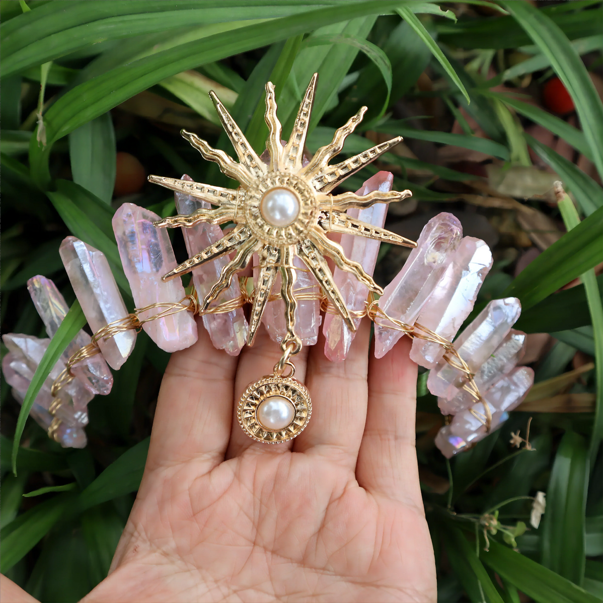 Raw crystal crown The sun goddess crystal Tiaras