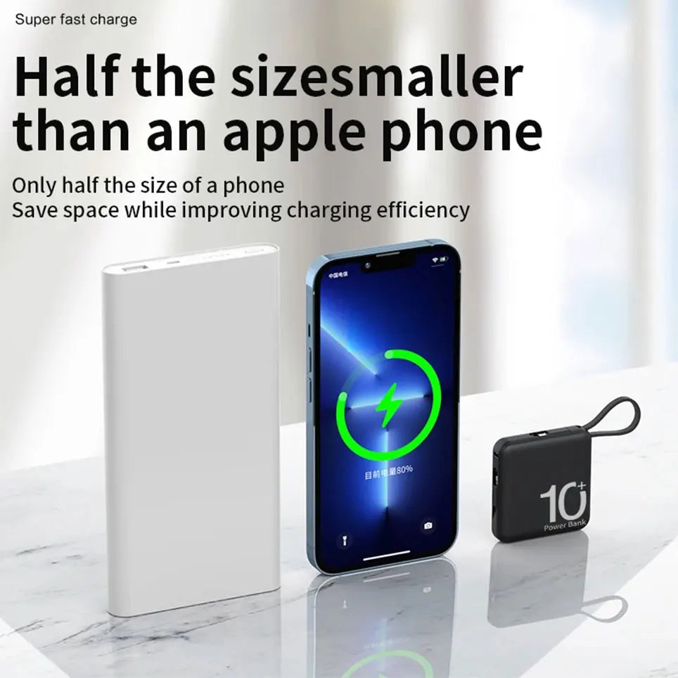 Mini power bank with builtin code,portable compact power