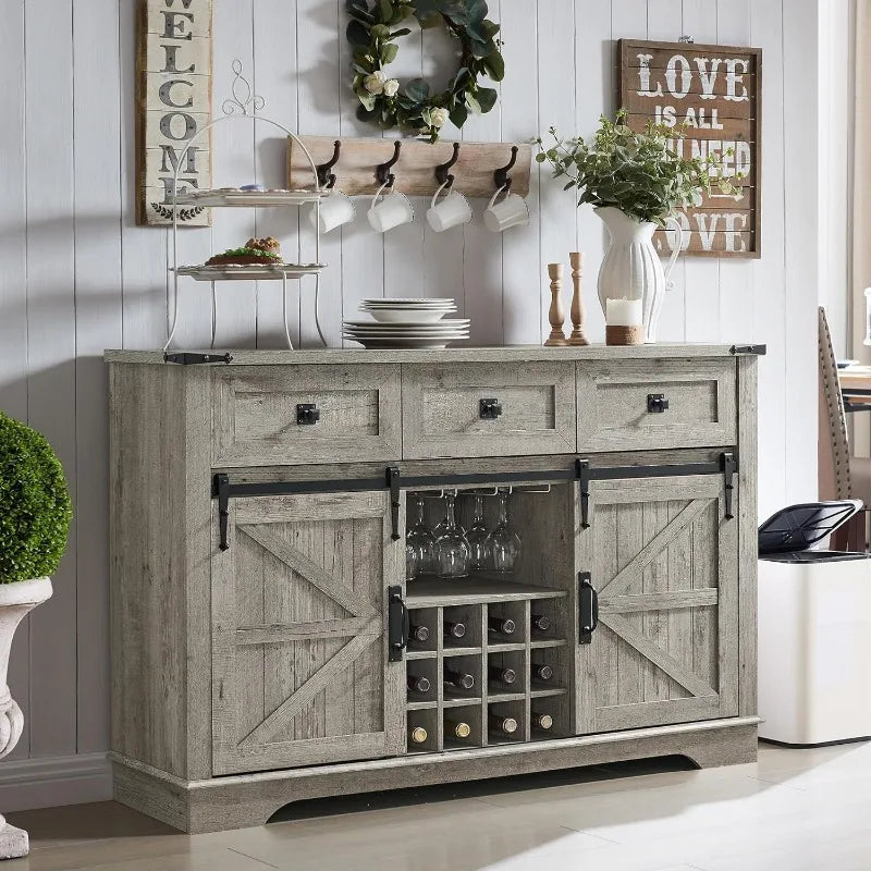 OKD Farmhouse Buffet Cabinet, 54" Coffee Wine Bar