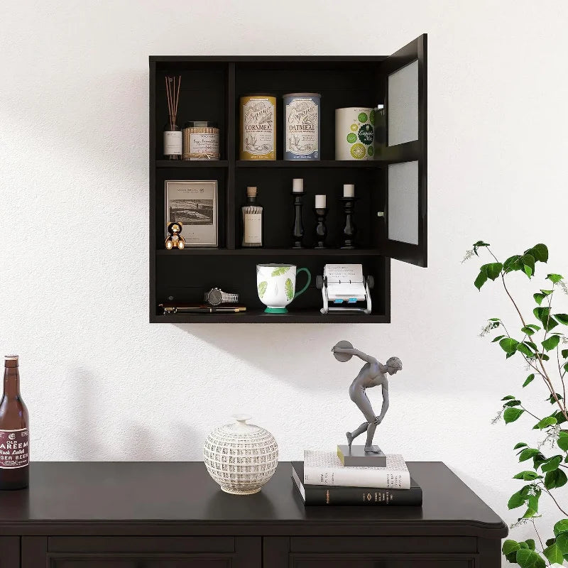SMIBUY Bathroom Mirror Cabinet Wall Mounted, Bamboo Space