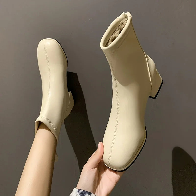 Plus Size 43 Square Toe Ankle Boots Women