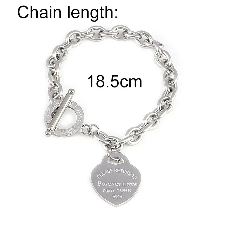 Heart Pendant Stainless Steel Bracelet Women Fashion 316L