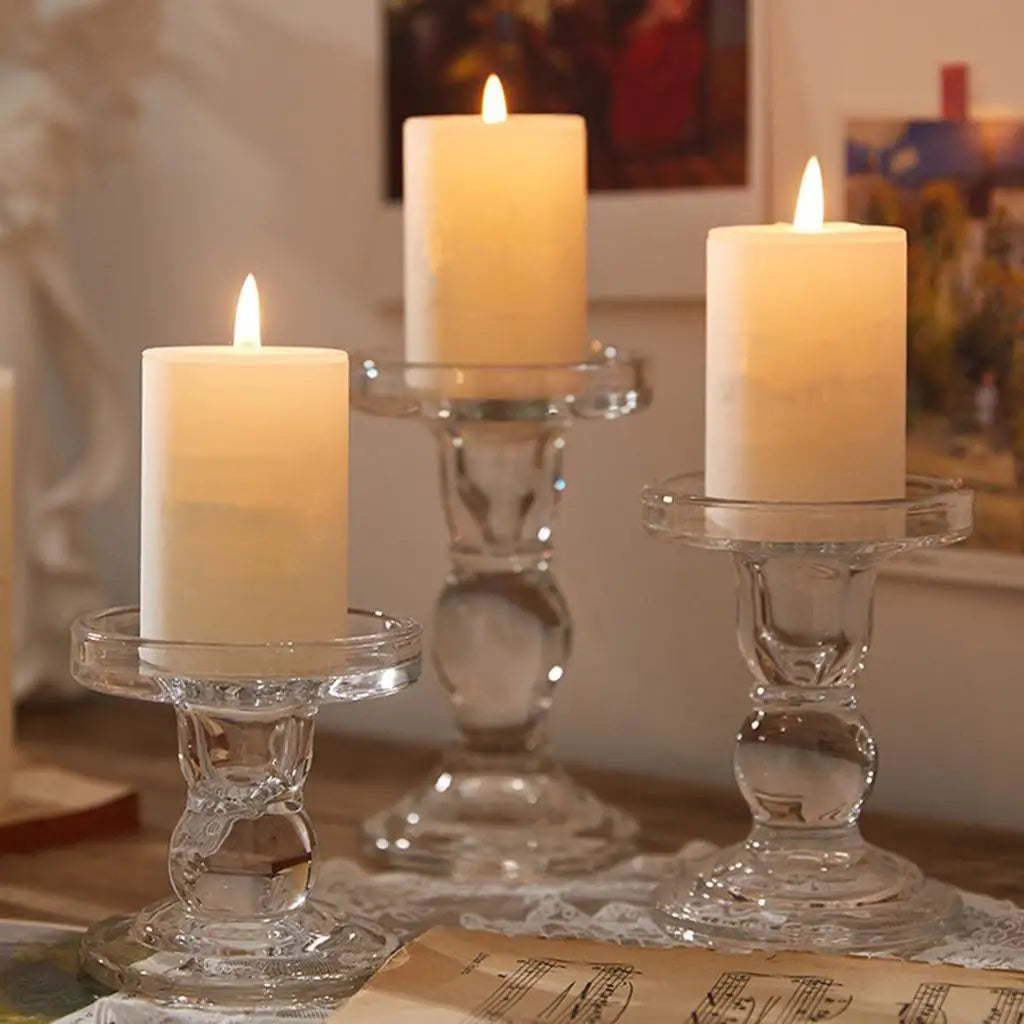 Transparent Glass Candle Holders Candlesticks for Home Office