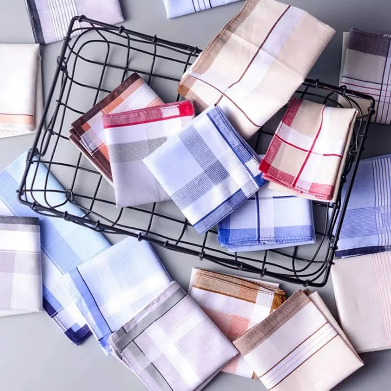 Lot Square Plaid Stripe Handkerchiefs Men Classic Vintage