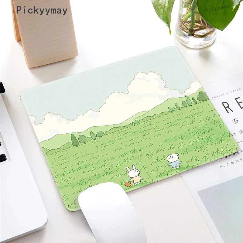 Small Mouse Pad Green Cute Flower Mousepad Kawaii