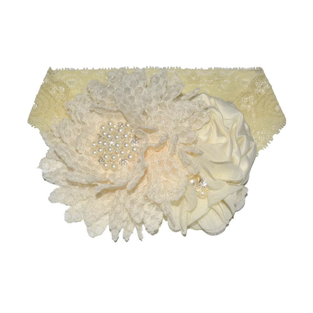 Baby girls Flower Headband Newborn Infant Pearl Flowers