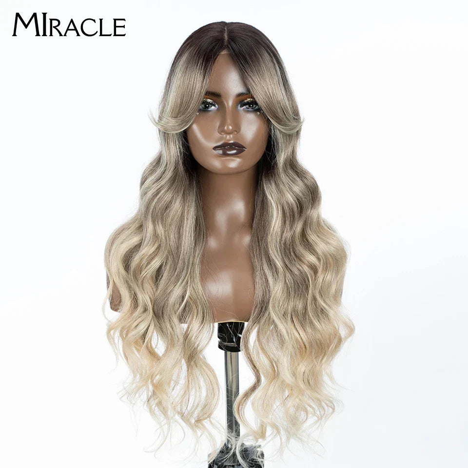 MIRACLE Synthetic Lace Front Wigs For Women Long