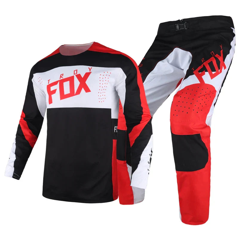 2022 Off-Road MX Racing Jersey & Pants Combo – Black/Red Gear Set