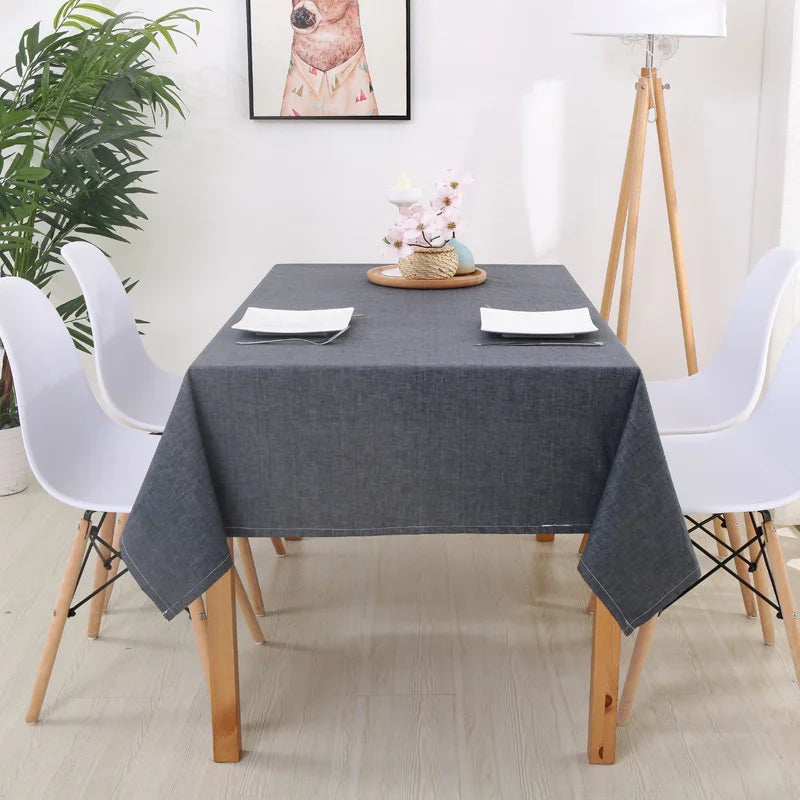 Faux Linen Tablecloths Rectangle Washable Table Cloths Wrinkle