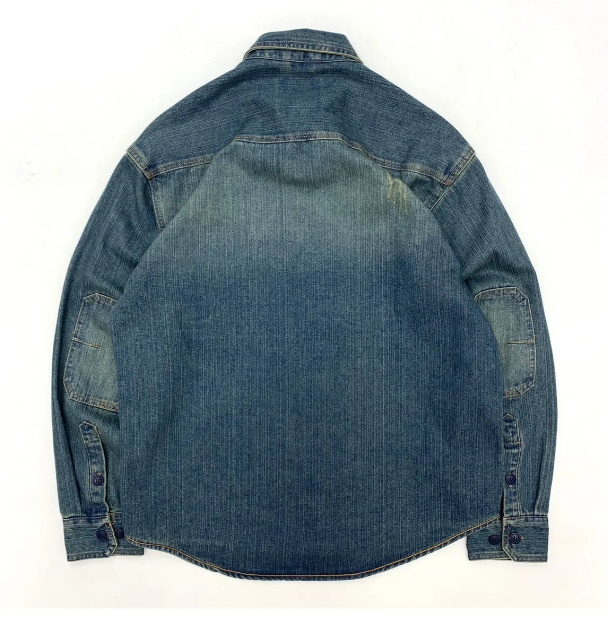 Retro Heavyweight Thick Cotton Denim Men's Shirts Patch