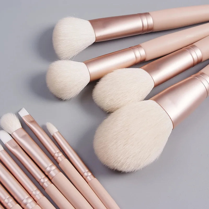 12pcs/set White Goat Hair Makeup Brushes set Powder
