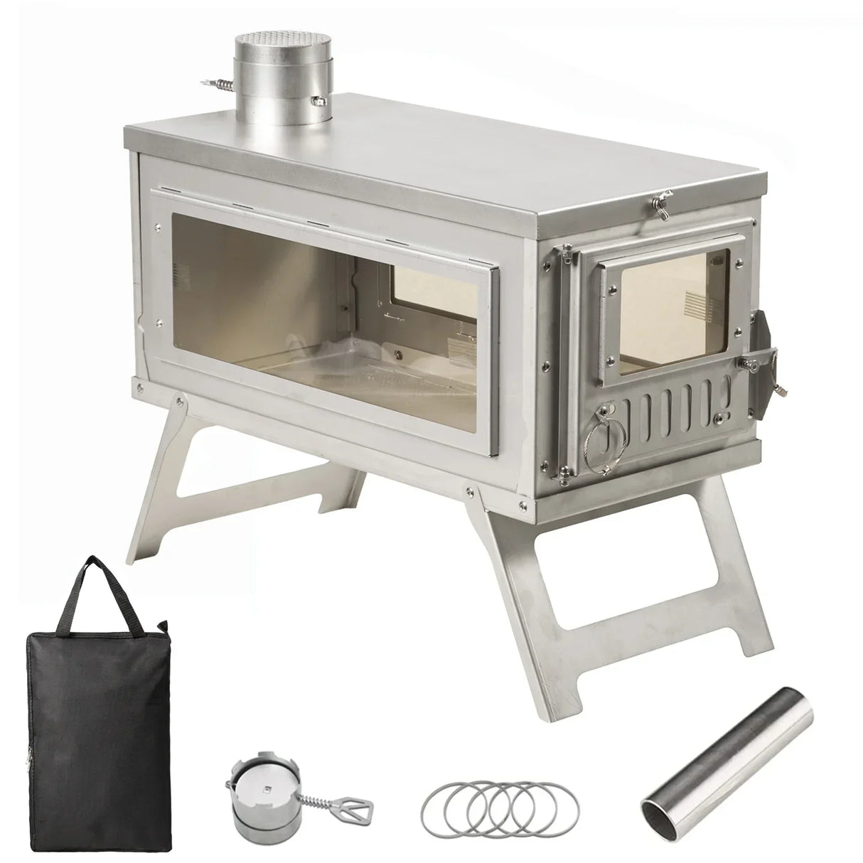 Portable Camping Tent Stove with Glass Window Outdoor