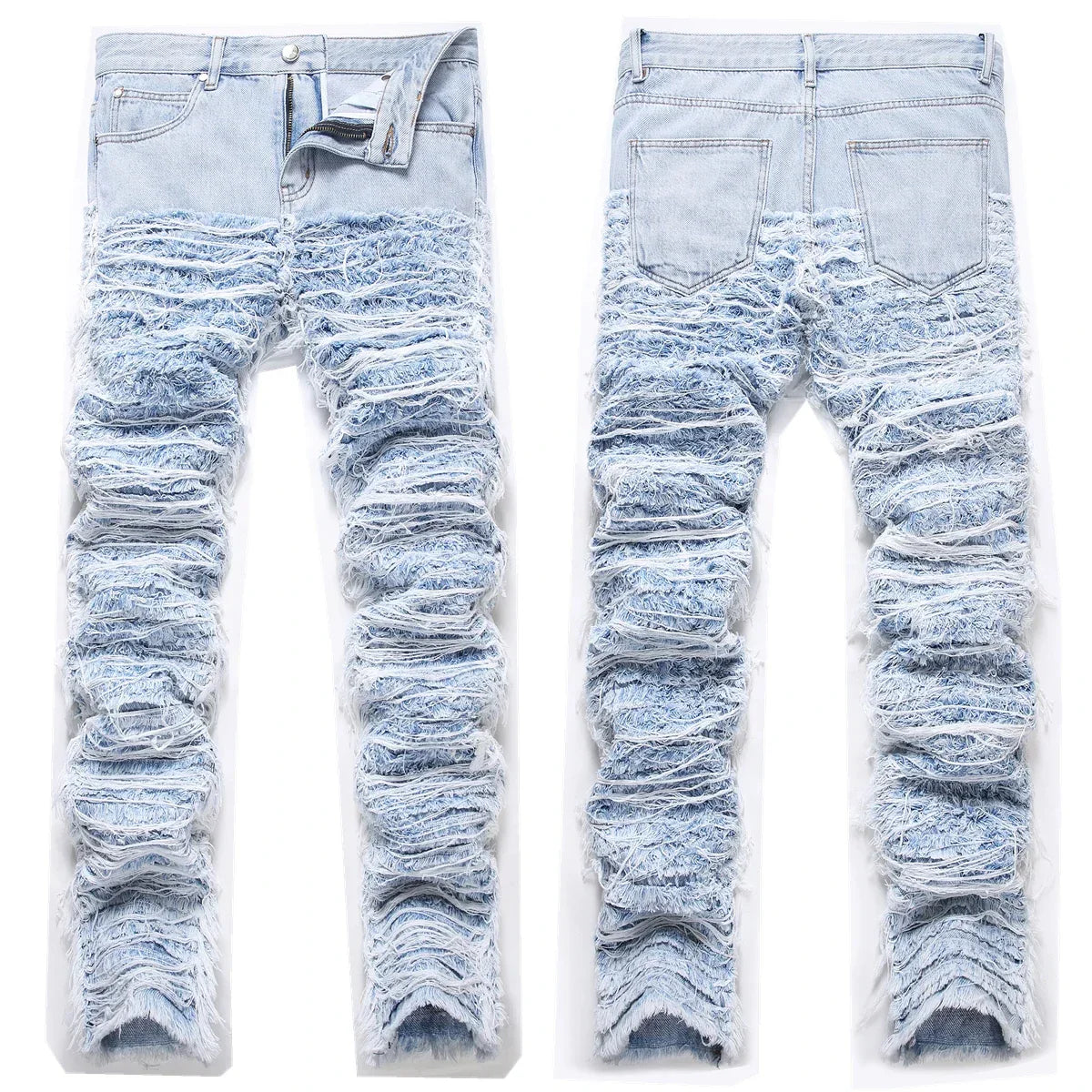 Rock punk style design Men Blue Printed Jeans