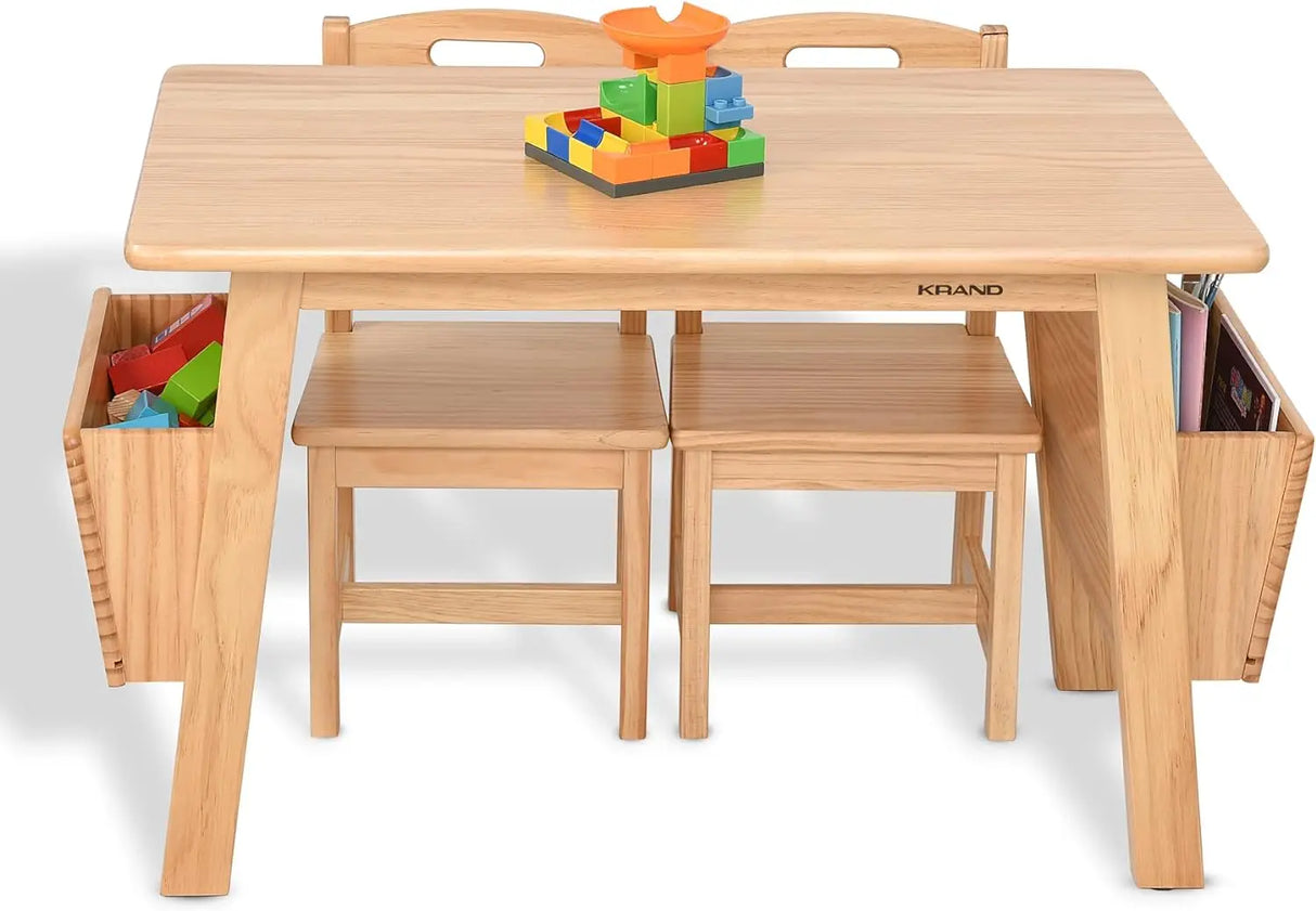 KRAND Kids Solid Wood Table and 2 Chair