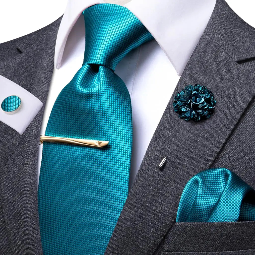 HiTie Yellow Blue Solid Business Tie For Men