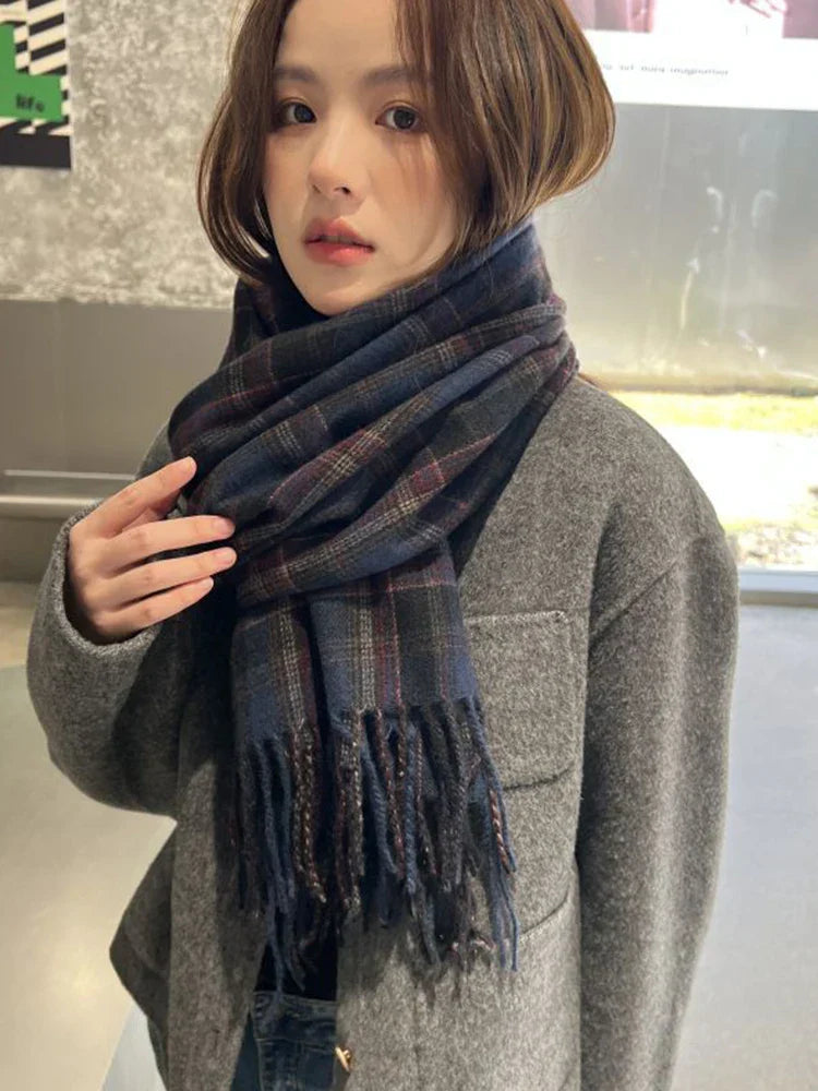 New 2023 Imitation Cashmere Women Scarf Winter Preppy