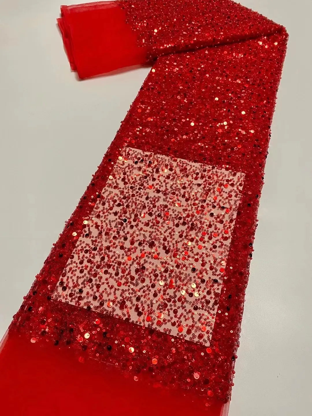 Heavy silver Sequins Lace Fabric With Bead Sequins