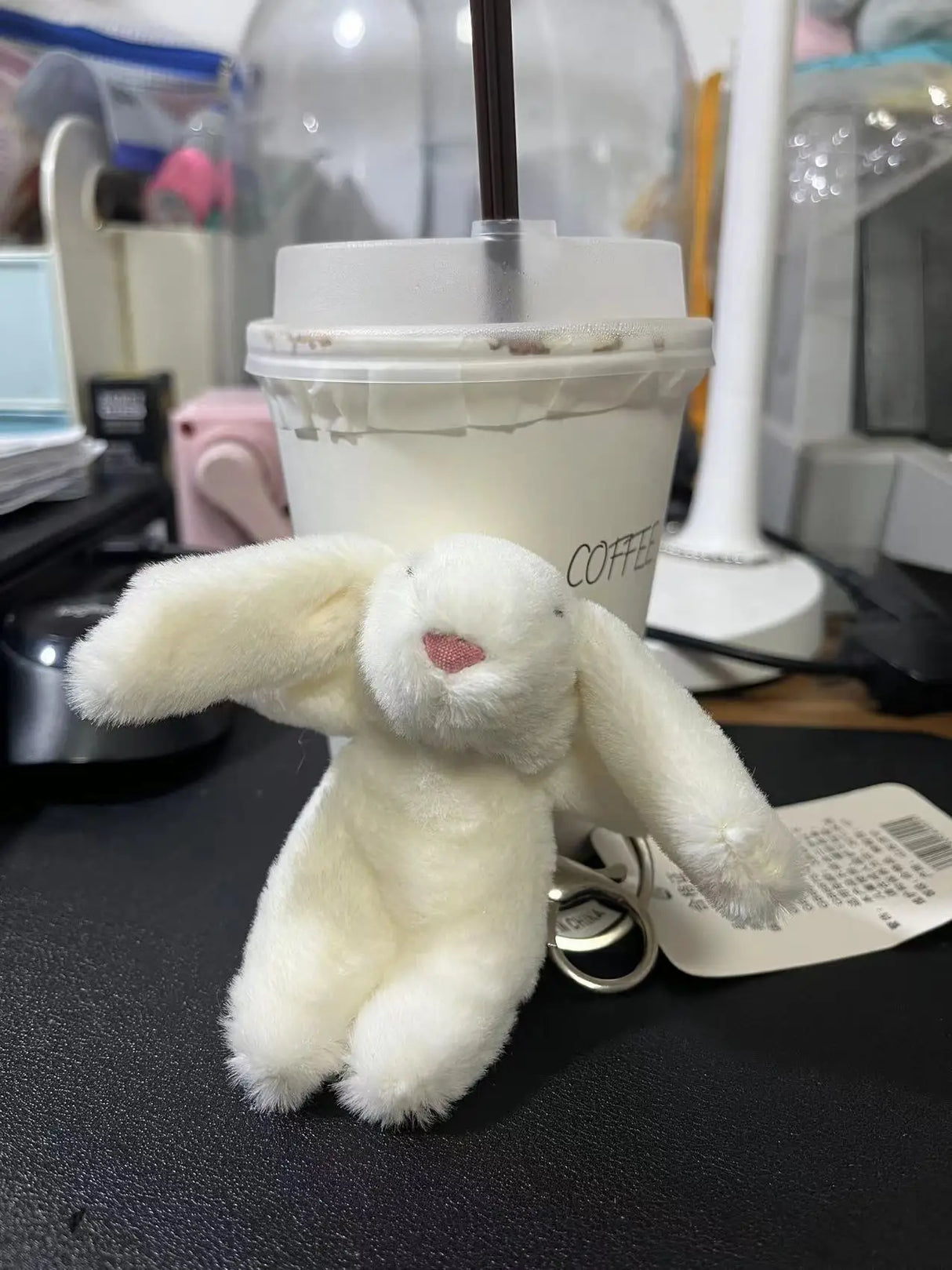 Stuffed Animals Cute Cartoon Rabbit Keychain Love Pompom