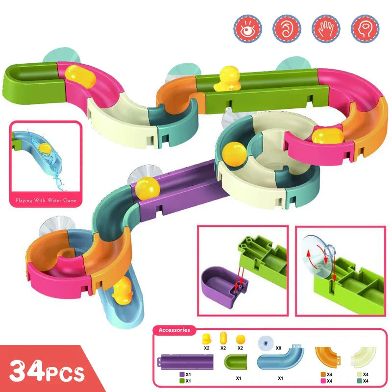 Bath Toys Baby Marble Runs DIY Assembled Slide