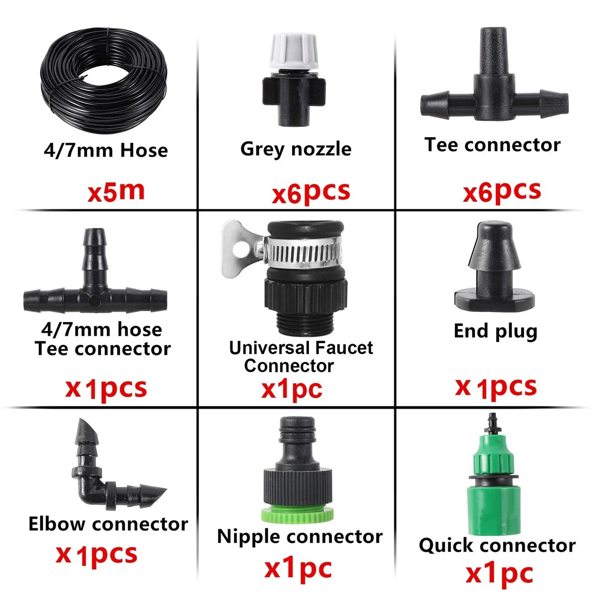 Fog Nozzles Irrigation Kit 5M/10M Garden Hose Automatic