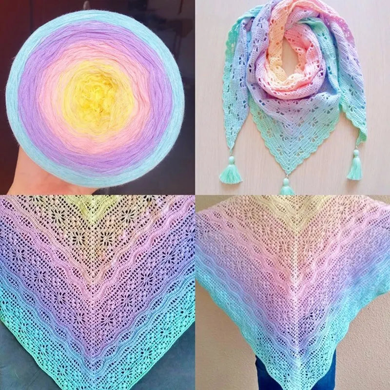 300g Cake Gradient Color Crocheted Shawl Blanket DIY